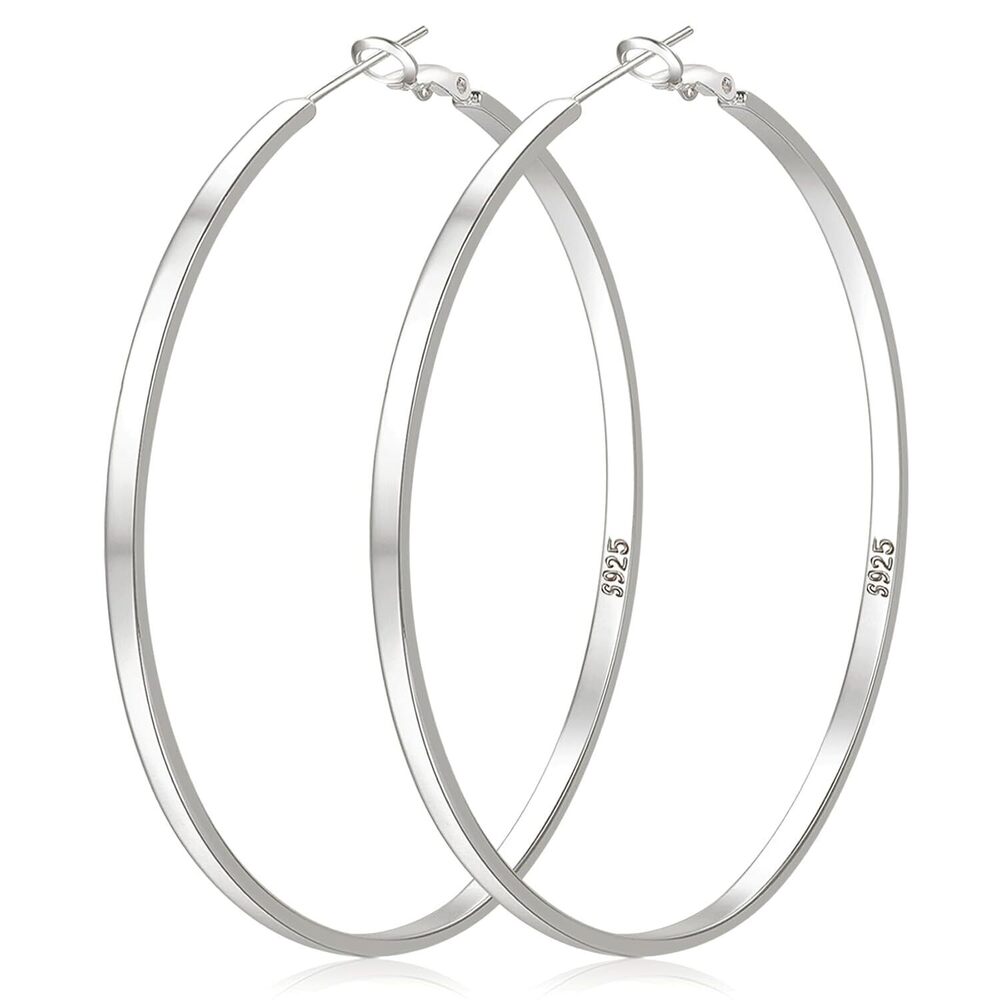 Large Silver Hoop Earrings for Women Hypoallergenic Sterling Silver